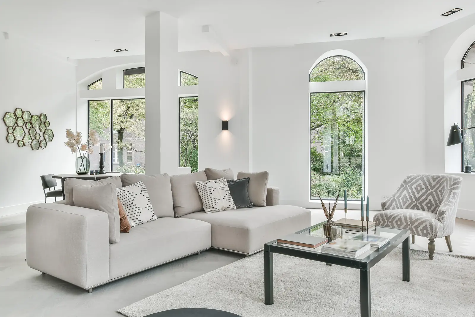 A tidy, sunlit living room after cleaning