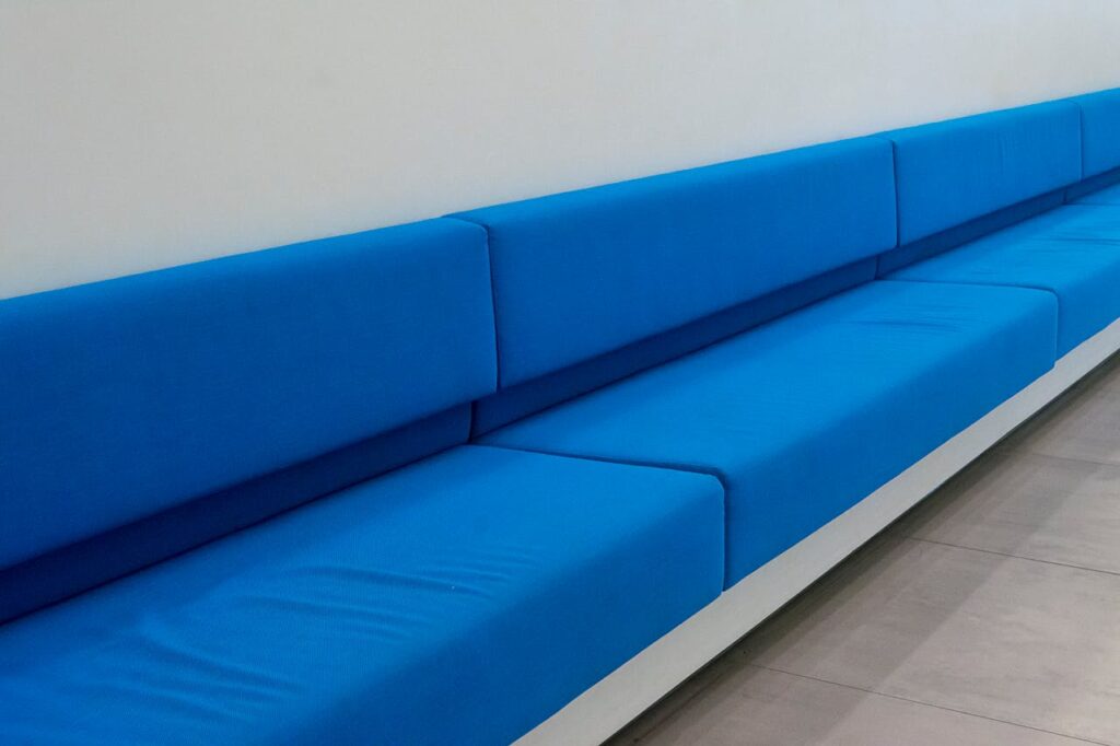 Blue Sofa in a Room 